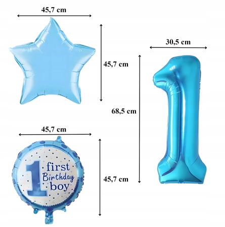 ZESTAW BALONÓW ROCZEK niebieski balony na przyjęcie urodzinowe imprezę 5ele