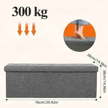 DUŻA PUFA POJEMNIK SCHOWEK SIEDZISKO na ubrania zabawki rzeczy SKRZYNIA