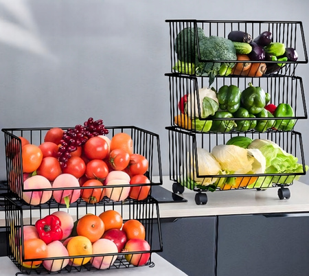 KUCHENNY ŁAZIENKOWY REGAŁ NA KÓŁKACH 3 poziomy składany szafka stolik