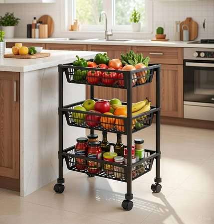 REGAŁ ŁAZIENKOWY KUCHENNY uniwersalny organizer na kółkach 3 półki szafka