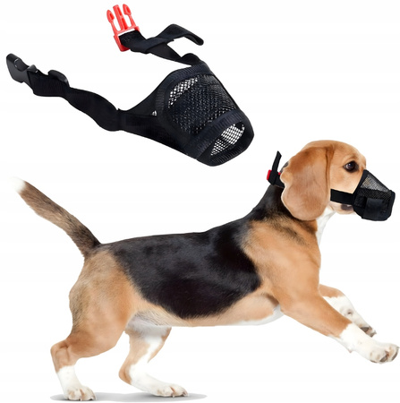 MATERIAŁOWY KAGANIEC DLA PSA z siatką fizjologiczny nylonowy M Bezpieczny