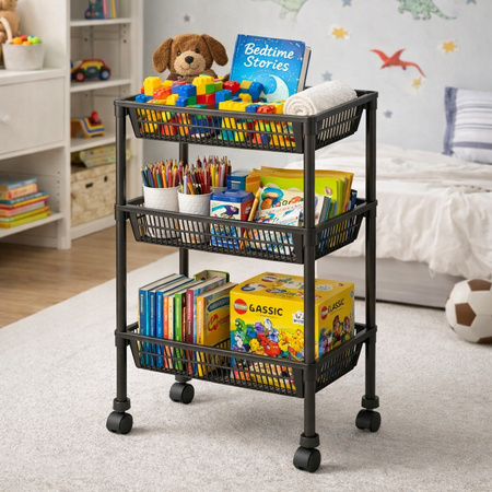 REGAŁ ŁAZIENKOWY KUCHENNY uniwersalny organizer na kółkach 3 półki szafka