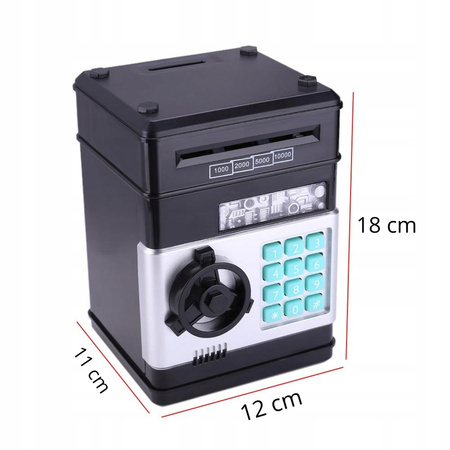 SEJF SKARBONKA na monety i banknoty elektryczny bankomat wpłatomat kod pin