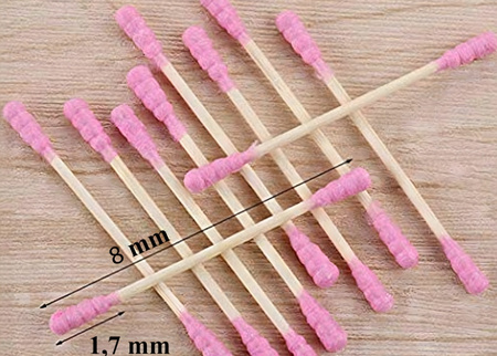 HIGIENICZNE PATYCZKI DO USZU 100 sztuk drewniane kosmetyczne różowe