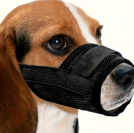 MATERIAŁOWY KAGANIEC DLA PSA z siatką fizjologiczny nylonowy M Bezpieczny