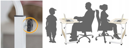 Eleganckie MOBILNE BIURKO REGULOWANE stolik na kółkach POD LAPTOP biały