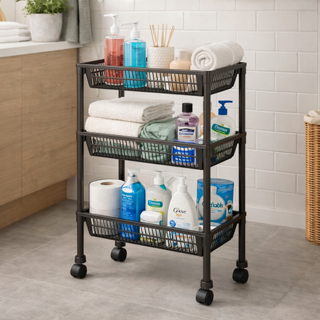 REGAŁ ŁAZIENKOWY KUCHENNY uniwersalny organizer na kółkach 3 półki szafka