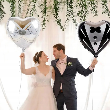 ZESTAW BALONÓW WESELNYCH garnitur suknia ślubna wesele pan i panna młoda