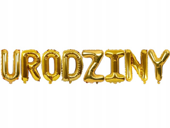 NAPIS Z BALONÓW 40cm URODZINY dekoracja na przyjęcia urodzinowe złoty
