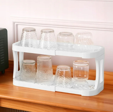 UNIWERSALNY ORGANIZER na biurko do łazienki biały rozsuwany na kosmetyki