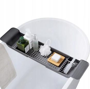 PÓŁKA na wannę łazienkowy organizer rozsuwany taca deska REGULOWANA szara