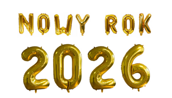 Zestaw balonów napis NOWY ROK 2026 złota noworoczna dekoracja balonowa