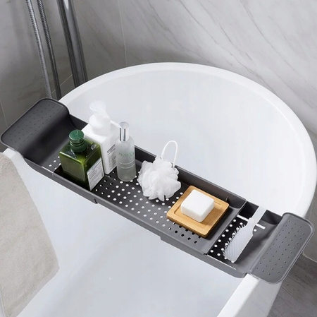 PÓŁKA na wannę łazienkowy organizer rozsuwany taca deska REGULOWANA szara