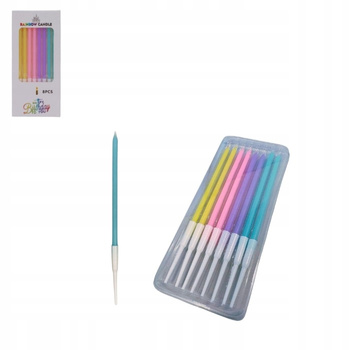 ŚWIECZKI URODZINOWE KOLOROWE 14cm na tort 8szt klasyczne