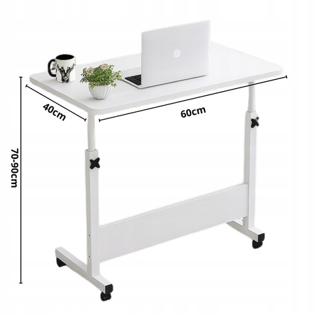Eleganckie MOBILNE BIURKO REGULOWANE stolik na kółkach POD LAPTOP biały