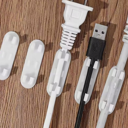 ORGANIZER NA KABLE I PRZEWODY 10szt. samoprzylepne uchwyty klipsy białe