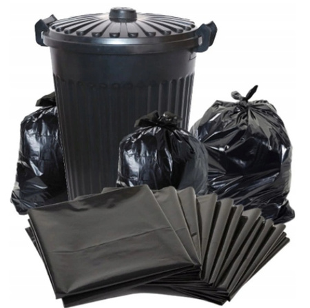 WORKI NA ŚMIECI 60 LITRÓW CZARNE BARDZO MOCNE SUPER STRONG 60X75CM 10 SZTUK