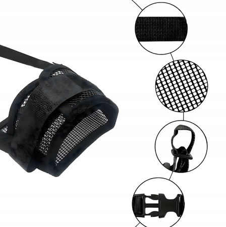 MATERIAŁOWY KAGANIEC DLA PSA z siatką fizjologiczny nylonowy M Bezpieczny