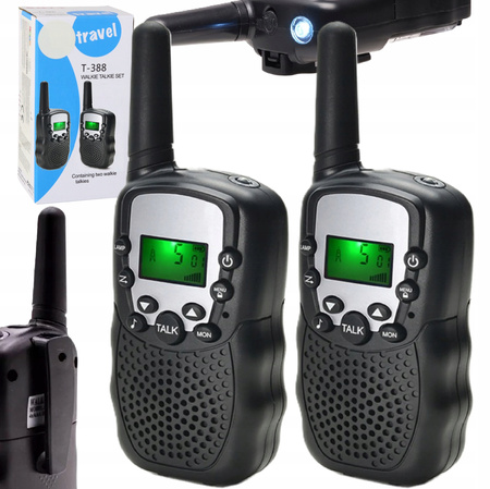 WALKIE TALKIE 2 SZT KRÓTKOFALÓWKI DUŻY ZASIĘG DO 3 KM ŁOKI TOKI CZARNE