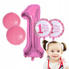 ZESTAW BALONÓW ROCZEK różowy balony na przyjęcie urodzinowe imprezę 5ele
