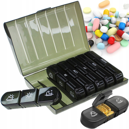 ORGANIZER NA LEKI TABLETKI TYGODNIOWA KASETKA RANO POPOŁUDNIU WIECZÓR