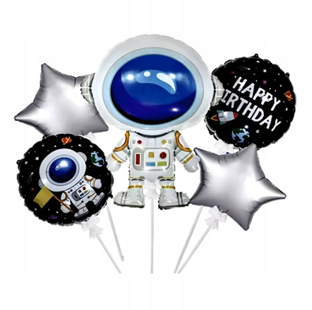 ZESTAW BALONÓW ASTRONAUTA urodzinowe przyjęcia dla dzieci 5elementów