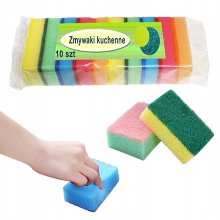 GĄBKI DO NACZYŃ 10szt do zmywania mycia zmywaki kuchenne kolorowe