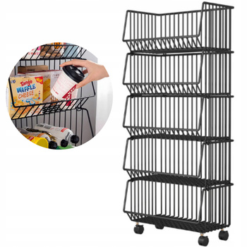 KUCHENNY ŁAZIENKOWY REGAŁ NA KÓŁKACH 5 poziomów składany szafka stolik