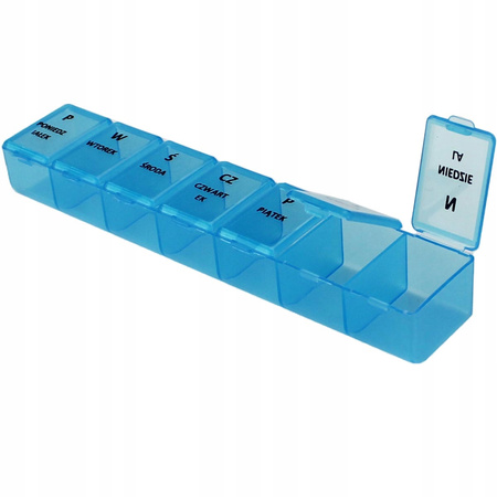 PUDEŁKO NA LEKI TABLETKI 7 PRZEGRÓDEK ORGANIZER TYGODNIOWY 7 DNI POJEMNIK