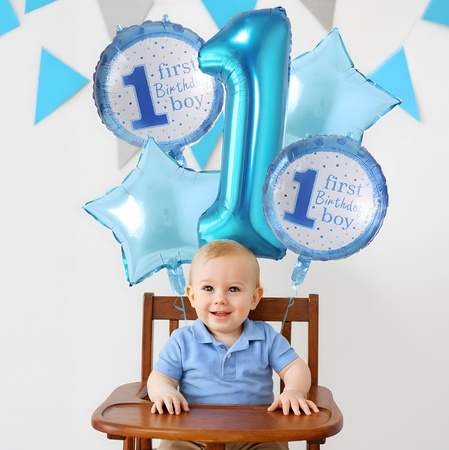 ZESTAW BALONÓW ROCZEK niebieski balony na przyjęcie urodzinowe imprezę 5ele