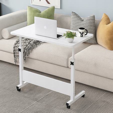 Eleganckie MOBILNE BIURKO REGULOWANE stolik na kółkach POD LAPTOP biały