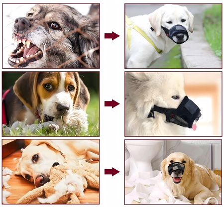 MATERIAŁOWY KAGANIEC DLA PSA z siatką fizjologiczny nylonowy M Bezpieczny