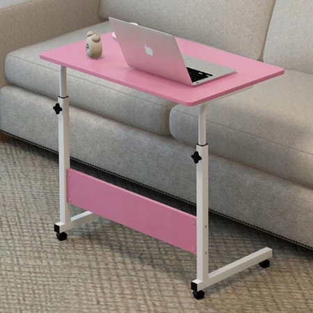 Eleganckie MOBILNE BIURKO REGULOWANE stolik na kółkach POD LAPTOP różowy