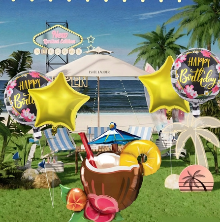 ZESTAW BALONÓW NA IMPREZĘ ALOHA hawajskie urodzinowe przyjęcia 5ele