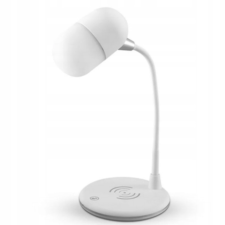 LAMPKA NOCNA BIURKOWA LED 3W1 ŁADOWARKA INDUKCYJNA GŁOŚNIK BLUETOOTH