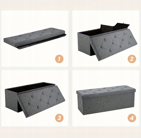 DUŻA PUFA POJEMNIK SCHOWEK SIEDZISKO na ubrania zabawki rzeczy SKRZYNIA