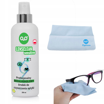 LensClean SENSITIVE BEZ ALKOHOLU 1 szt. płynu do okularów + 1x ściereczka