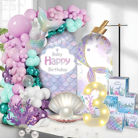 BALONOWA GIRLANDA ZESTAW BALONÓW URODZINOWYCH syrenka 97ele