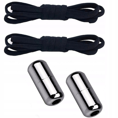 SZNURÓWKI BEZ WIĄZANIA elastyczne czarne sznurowadła do butów z zapięciem