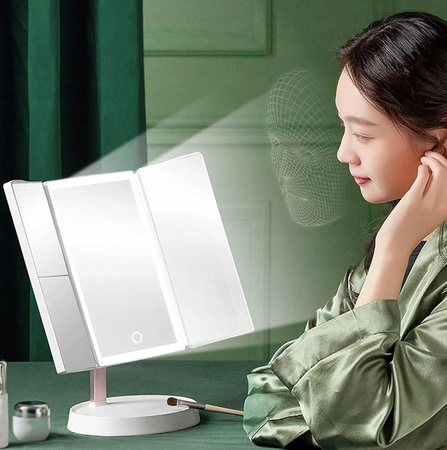 LUSTERKO KOSMETYCZNE PODŚWIETLANE rozkładane lustro do makijażu z ledami