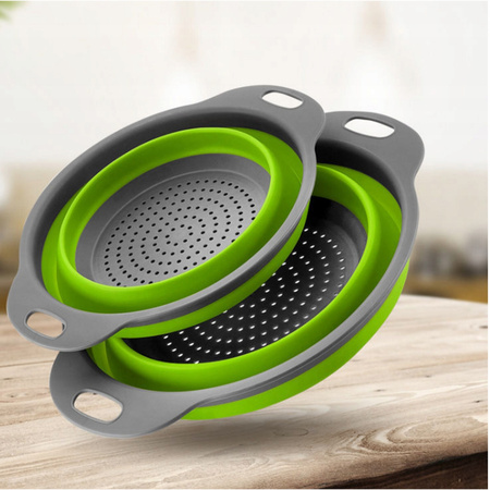 SILIKONOWY DURSZLAK składany z uchwytami kuchenny ociekacz kempingowe sitko