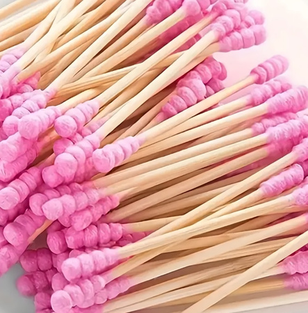HIGIENICZNE PATYCZKI DO USZU 100 sztuk drewniane kosmetyczne różowe