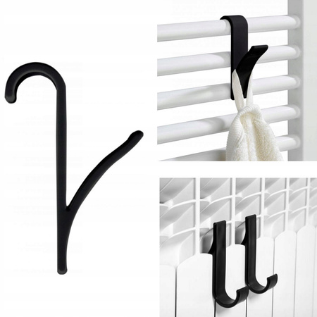 HACZYK WIESZAK NA GRZEJNIK KALORYFRT HACZYKI NA RĘCZNIKI CZARNE 2 SZTUKI