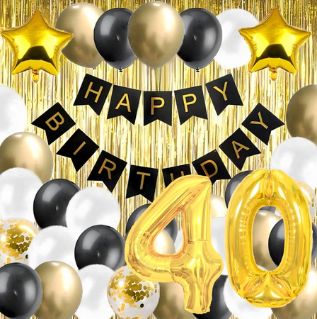 ZESTAW BALONÓW 40 kurtyna balony na przyjęcie urodzinowe czterdziestka