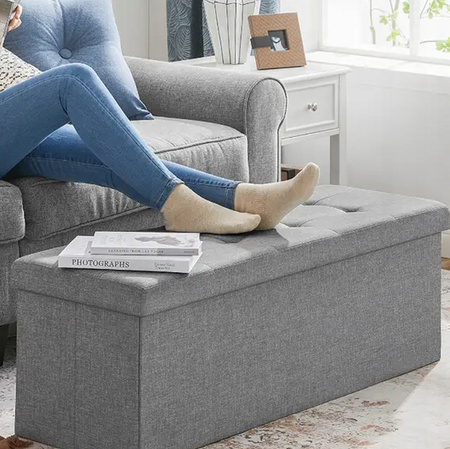 DUŻA PUFA POJEMNIK SCHOWEK SIEDZISKO na ubrania zabawki rzeczy SKRZYNIA