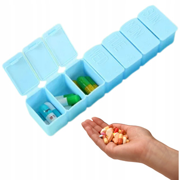 PUDEŁKO NA LEKI TABLETKI POJEMNIK ORGANIZER KASETKA NA 7 DNI niebieskie