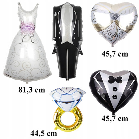 ZESTAW BALONÓW WESELNYCH garnitur suknia ślubna wesele pan i panna młoda