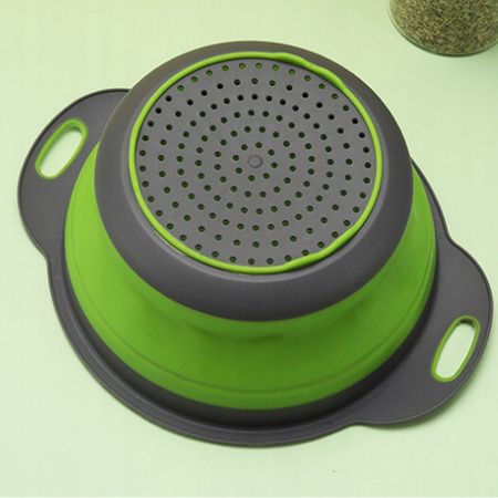 SILIKONOWY DURSZLAK składany z uchwytami kuchenny ociekacz kempingowe sitko