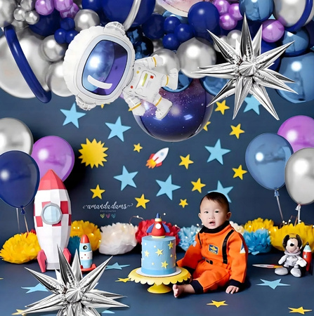 BALONOWA GIRLANDA ZESTAW BALONÓW URODZINOWYCH astronauta 108ele