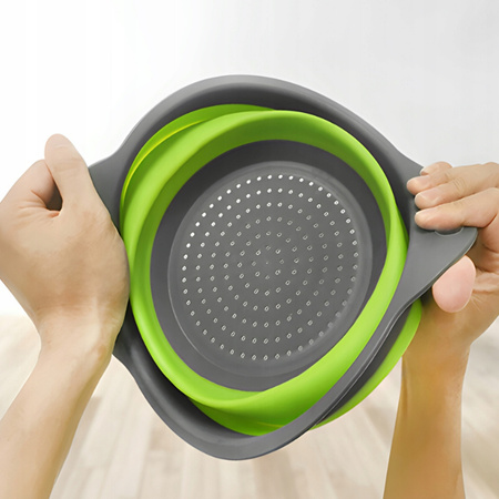 SILIKONOWY DURSZLAK składany z uchwytami kuchenny ociekacz kempingowe sitko